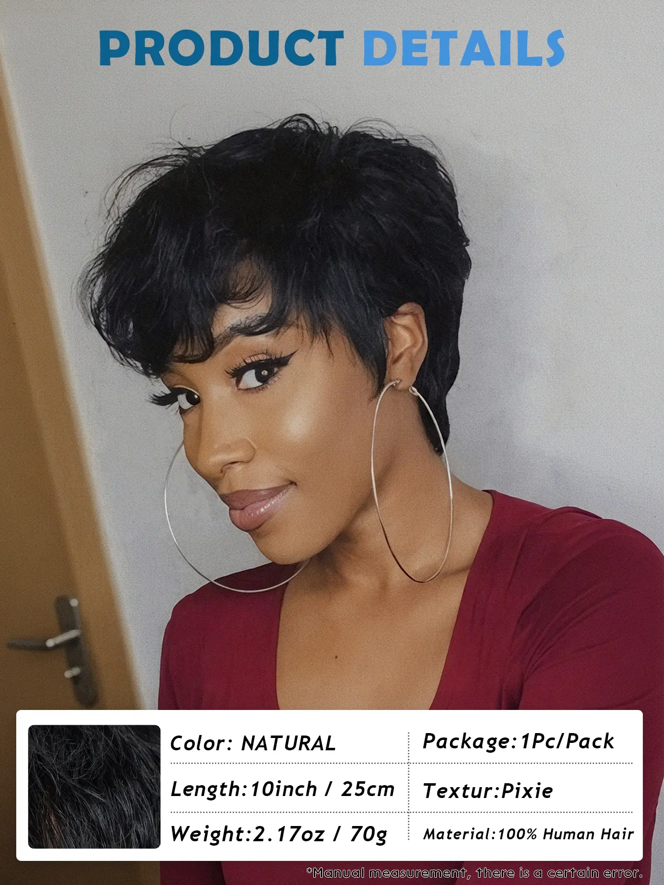 Short Bob Human Hair Wig, Heat Resistant, Tangle-Free for Cosplay & Daily Use NISEFECTO Short Curly Wavy Bob Wig Black Mixed Brown with  main image 2