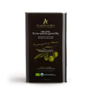 ATLAS Organic Extra Virgin Olive Oil Metal Tin of 101,44 OZ (3L) - Moroccan and Polyphenol Rich - Carbon Neutral - Low Acidity