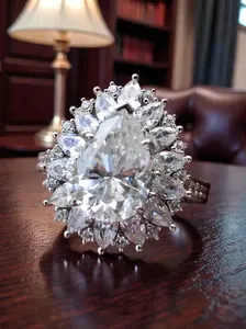 4ct Pear shape Iced out Ring #MS1213