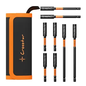 Crosstar 8pack Magnetic Screwdriver Bit Set, Hex Screwdriver Bits, Nylon Bag Included, 3/4/6 Inch S2 Steel Hex Shank Extender, Quick Change Drill Chuck
