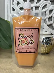 Peach Nectar Scented Squeeze Wax Melts 8oz Pouch. Ambri•ance & Co Product. Toxic-Free Home Fragrance