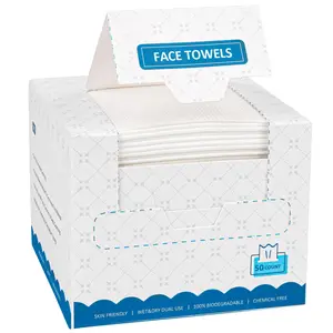 Face Towels, Disposable Face Towelette, Biodegradable Makeup Remover Dry Wipes 50 Count, Super Soft Clean Facial Towels Wash Cloth for Sensitive Skin