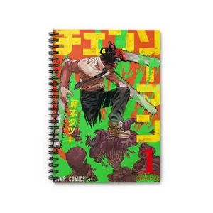 Chainsaw Man Manga Cover Notebook - Inspired Inu to Chainsaw Journal - Denji & Makima Anime Stationery - Hardcover Sketchbook for Fans