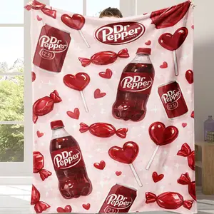 Dr Pepper & Hearts Blanket Because nothing says love like your favorite drink!cozy flannel blanket Suitable for use in offices, sofas, and travel settings, etc This is the best gift for couples, children, parents and friends, and it can express deep love.