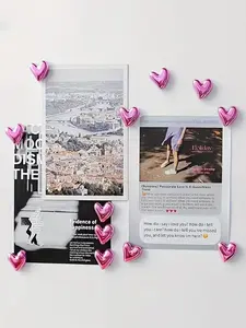 12pcs Pink Heart-shaped Plastic Refrigerator Magnets, Romantic Pink Decorations, Suitable for Kitchen, Office, and Home Décor, Are a Perfect Choice for Valentine's Day and Mother's Day Gifts, And a Stylish Decorative Gift for Family and Friends.