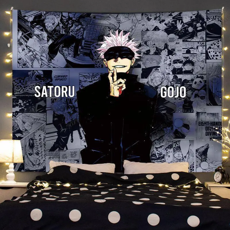 Satoru Gojo Cute Jujutsu Kaisen Anime Rectangular Tapestry - Home Dorm Decor, Party Banner, Home Supplies