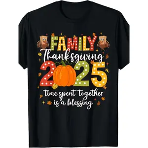 Family Thanksgiving 2025 Thanksgiving Crew Turkey Matching T-Shirt Suitable for men and women
