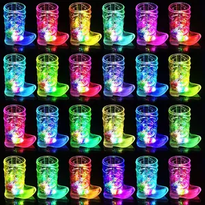 Cowboy Boot Shot Glass Set of Light Up Plastic Shot Glasses 1.5 oz Flashing Shot Cups Western Party Decorations Party Favors Adults Shot Cups for Bachelorette Party  West Birthday Party
