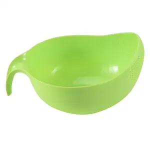 Durable Rice Washing Filter Strainer Kitchen Tool Beans Peas Sieve Basket Colanders Cleaning Gadget Filtering With Handle Newest  Green