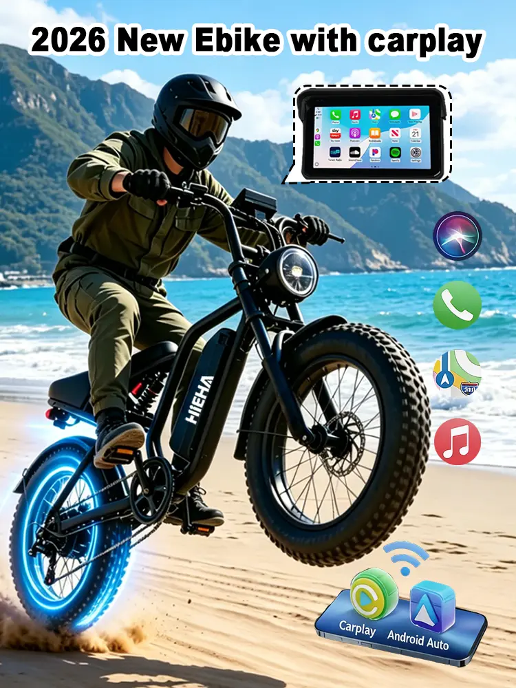 Hieha 2026 Upgraded Smart Ebike - 1500W Powerful Motor, 34MPH Max Speed, CarPlay Screen, Dual Cameras, APP Control, Waterproof Off-Road Electric Bicycle #fathersdaygift, Ebikes,father'sdaygifts