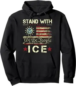 I Support ICE - Vintage ICE Enjoy Deportation Pullover Hoodie Classic Street Style   Casual Crewneck Shortsleeve Round Neck Tropical Streetwear