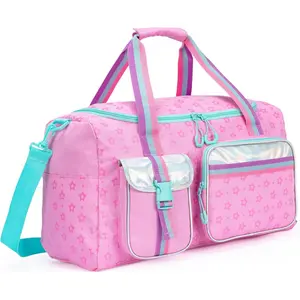 Duffle Bag Girls Travel Bag Gifts Overnight Sleepover Bags for Girls Women Tote Gym Dance Bags for  with Shoes Compartment Pink