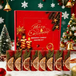8PCS Christmas Red Beeswax Candles Gift Set, 1.38"x3.94" Hand-Rolled Honeycomb Candles with Dried Orange & Pine, Festive Decor for Holiday Home Ambiance & Christmas Gifting,Improve the sense of happiness and atmosphere during holidays