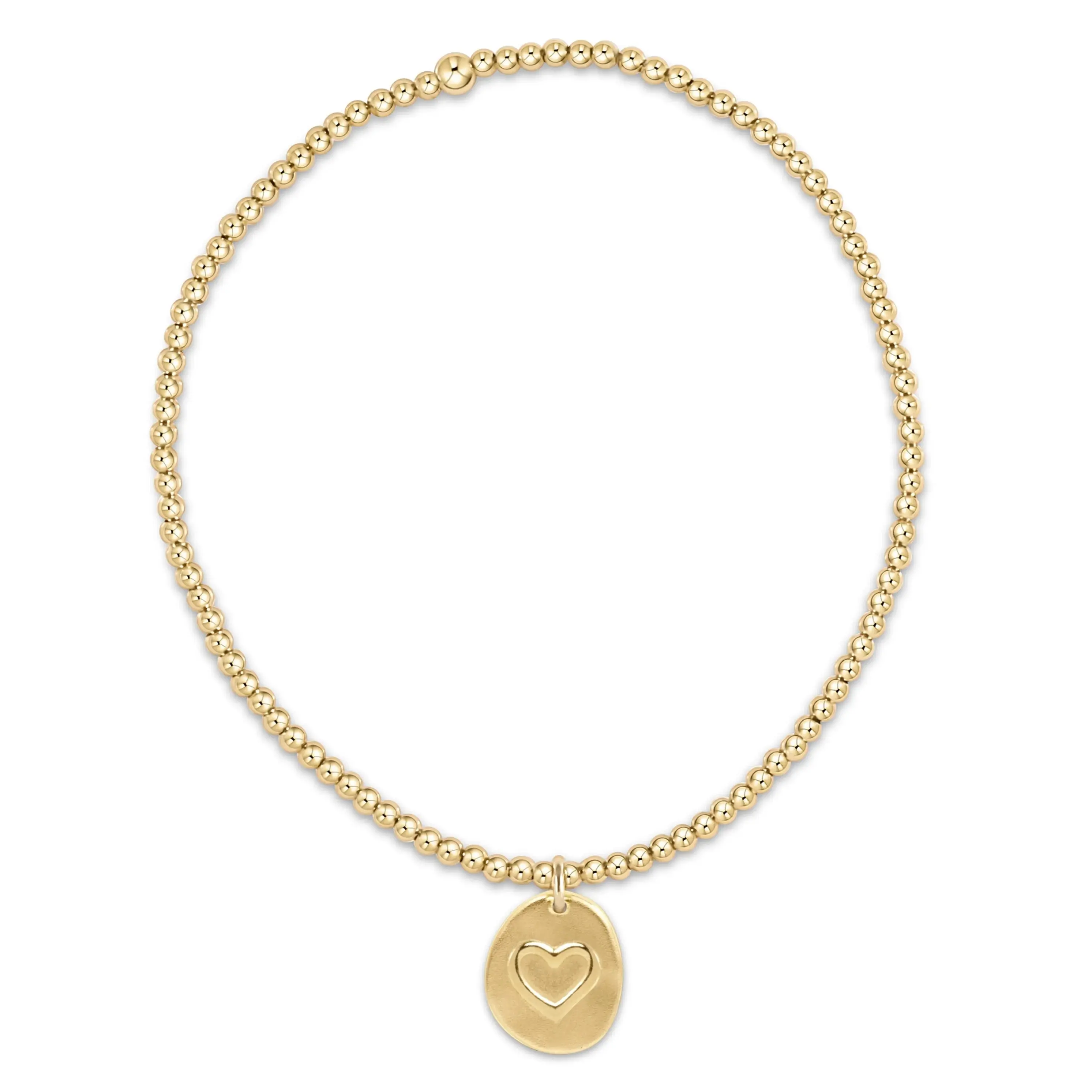 E Newton Classic Gold 2mm Inspire Love Disc Bracelet