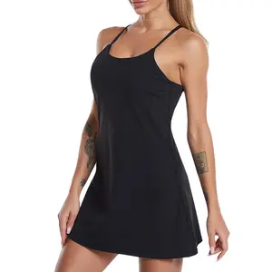 Women's detachable chest pad tennis skirt one-piece shorts fitness golf skirt sports daily outing anti-embarrassment fashion outdoor sports yoga gym training sportswear