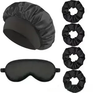 All-In-One Hair Care & Sleep Styling Gift Set – Anti-Frizz Smooth Styling Tools, Heatless Curl Kit, Heatless Curling Rod, Silk Pillowcase, Satin Sleep Cap, Hair Bonnet, Soft Eye Mask, Night Routine for Smooth, Shiny Hair, Beauty Sleep Essentials Set