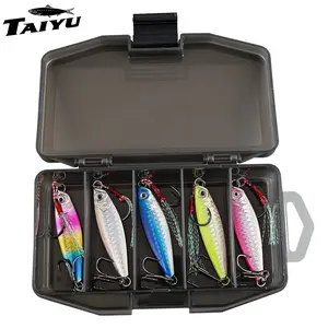 Fishing Jigging Lure, 5 Counts Saltwater Slow Pitch Hard Metal Jigging Spoon with Assist Hooks, Sea Fishing Jigging Lure for Bass Artificial Bait, Fishing Lure Set, Fishing Lures Kit