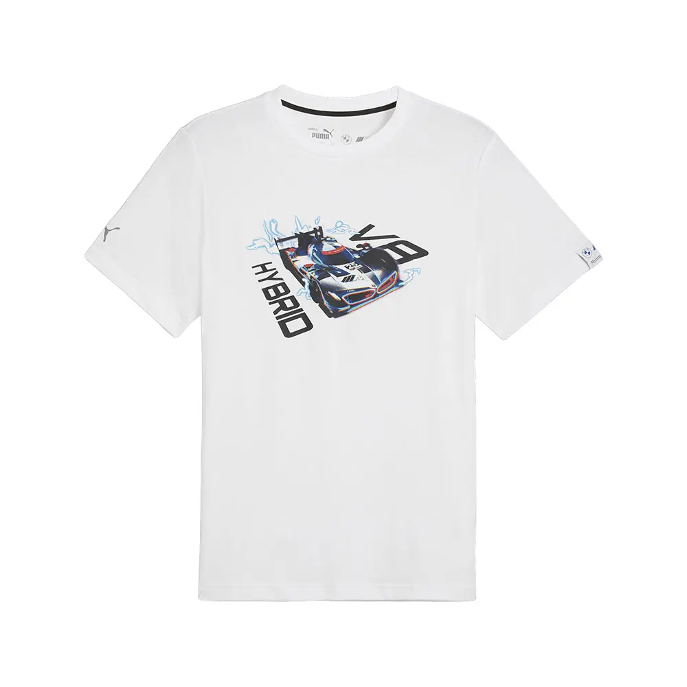 PUMA Mens Bmw M Motorsport Car Graphic Crew Neck Short Sleeve Casual Tops Casual - White