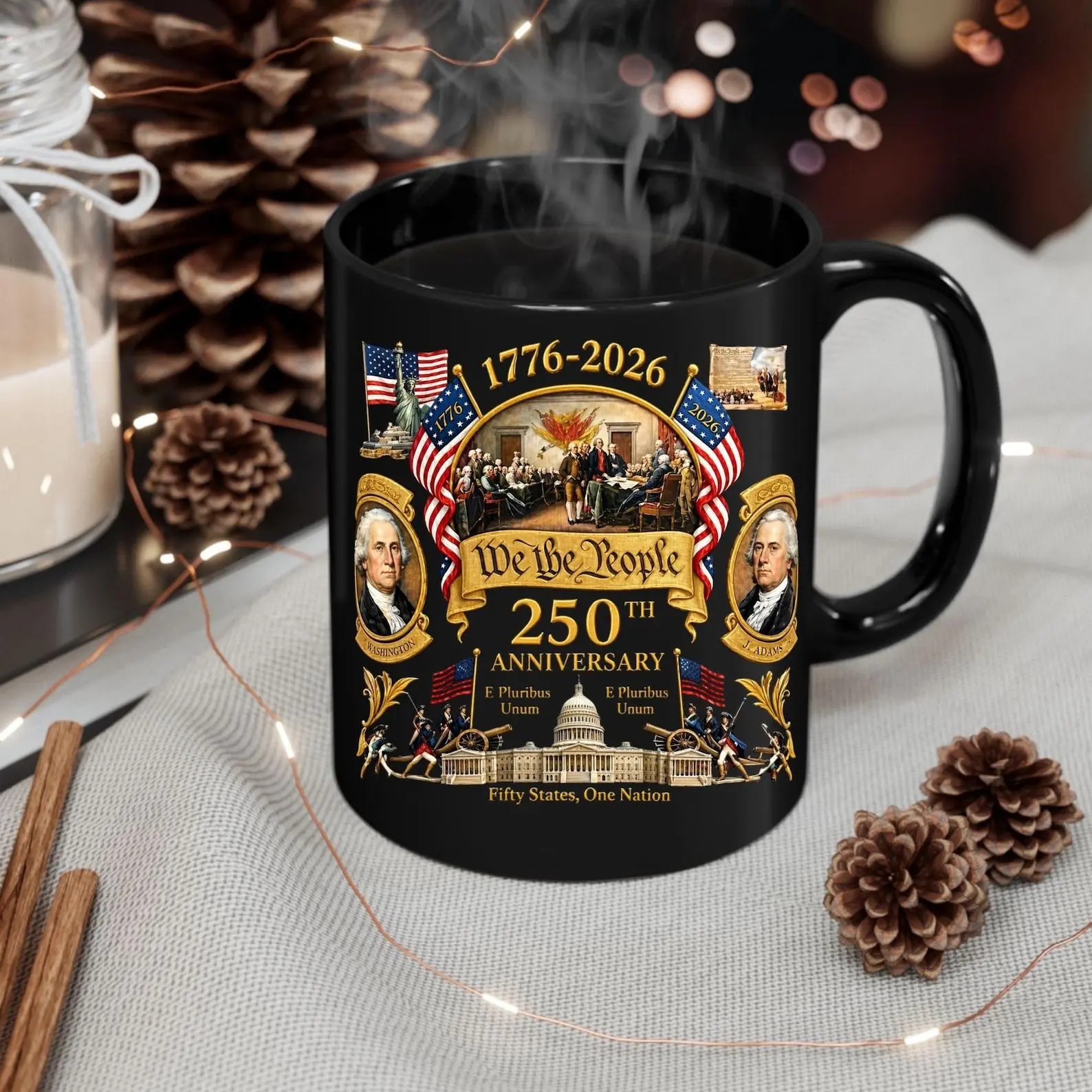 America 250th Anniversary Patriotic Coffee Mug, We the People Mug