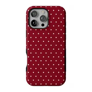 Casely iPhone 16 Pro Max Case | On the Dot | Maroon Polka Dot | Bold Protective Design | Compatible with MagSafe