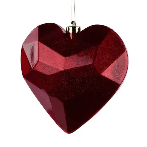 7.25" Glitter Gem Heart Ornament in Red