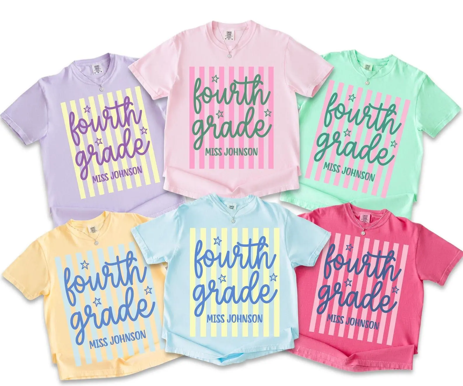 Comfort Colors Custom Fourth Grade Teacher T-Shirt, 4th Grade Teacher Team Shirt, Personalized Teacher Gift, New Teacher Gift