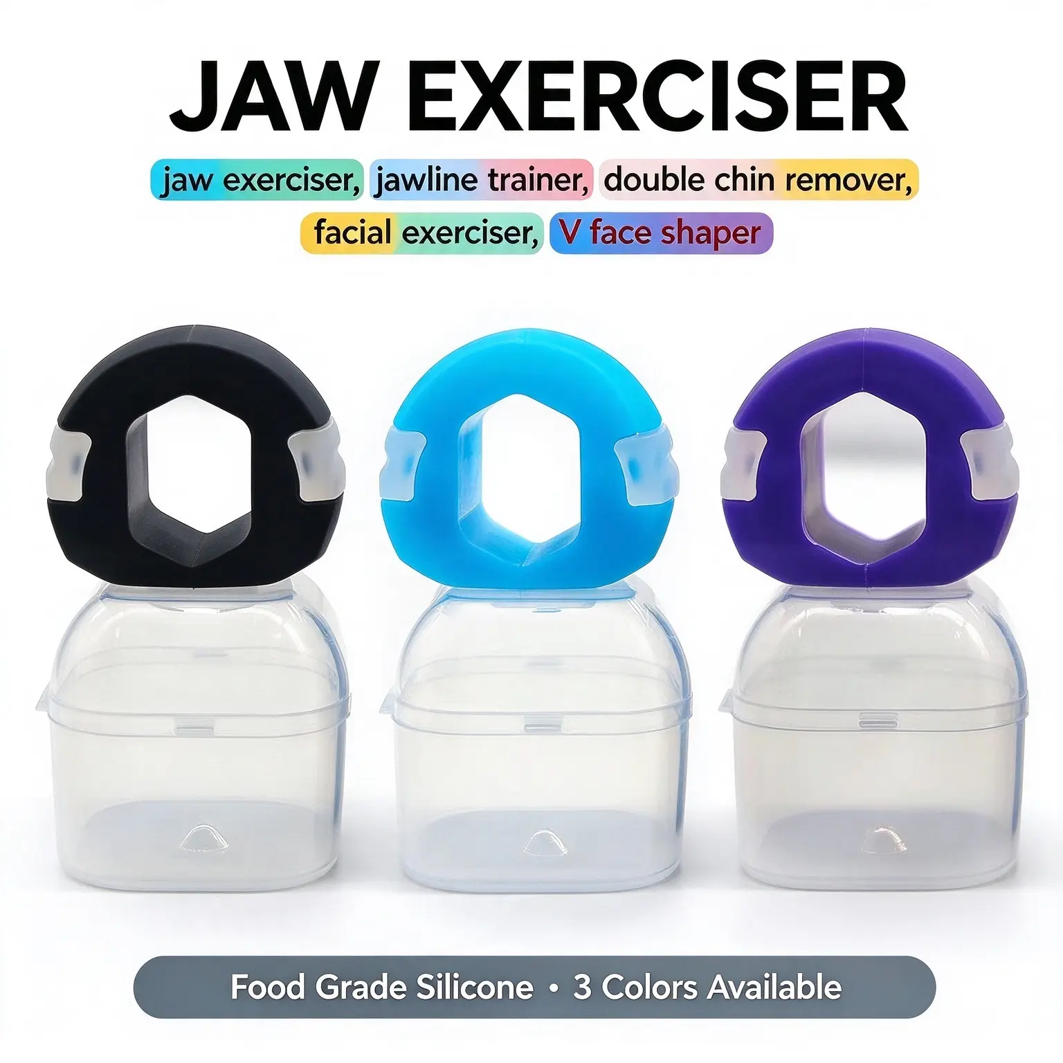 Jawline Exerciser Oral Bite Training Chewing Ball Double Chin Reducer Masseter Shaping Jawline Exercise Tightening Neck for Men Women, Chin Upgraded Facial Contour Silicone Jaw Muscle Workout