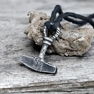 GTHIC Unisex Retro Thor's Hammer Stainless Steel Viking Pendant For Daily Wear Birthday Gift