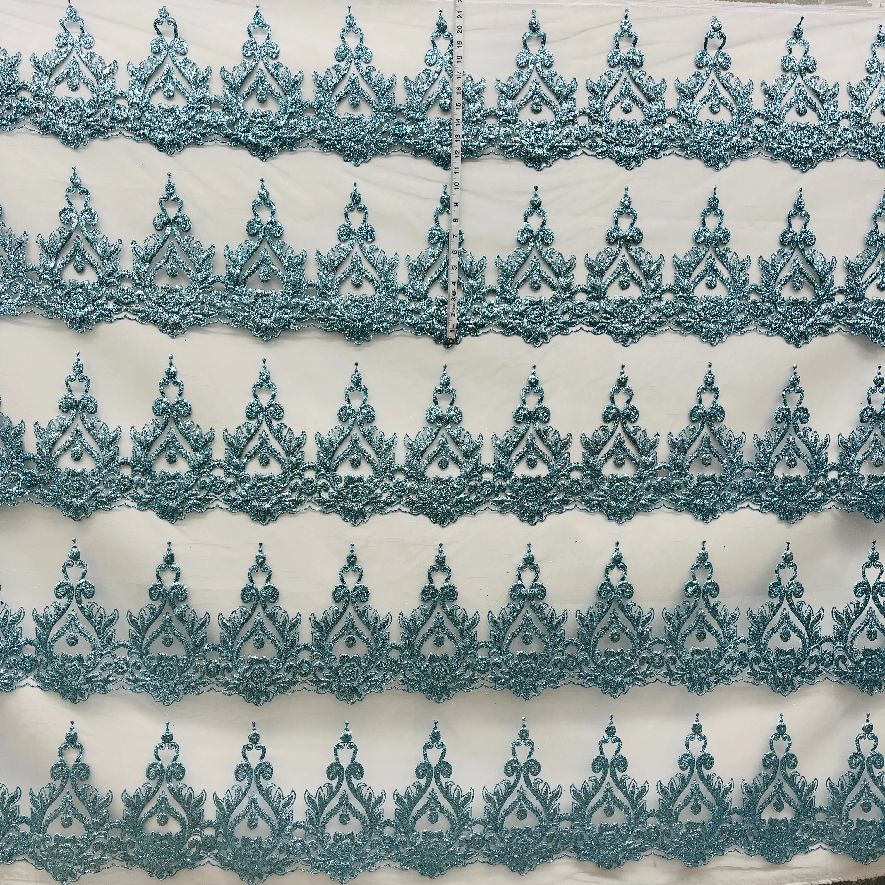 100% Polyester Mesh Glitter Lace Fabric - 55 Inches Wide, Lace Panels, Bridal Train & Decorative Backdrops, Sparkly Repeating Pattern, 5 Unique Colors for DIY Creators’ Dressmaking Projects