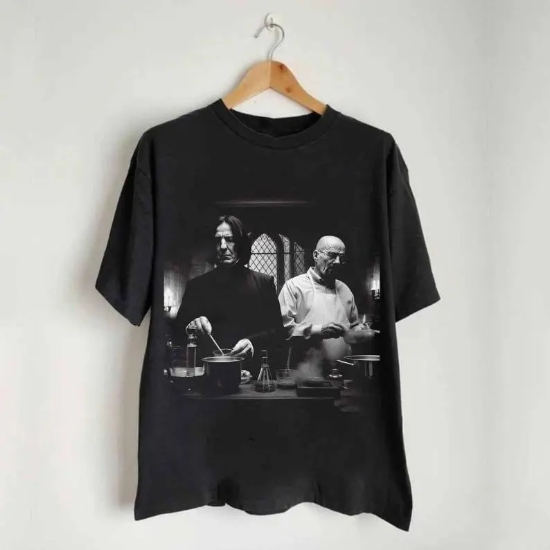 Severus Snape And Walter White In Drug Laboratory Cooking Shirt. Funny Meme Shirt. Movie Lovers Shirt. Vintage Style Shirt.