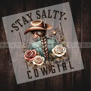 Western DTF Stay Salty Cowgirl DTF Heat Transfer