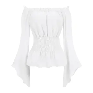 Renaissance Style Shirt with Sleeves and Peasant Top Medieval Victorian-Style Clothing Halloween Gothic Party Outfit Costumes Womenswear 6530-D1