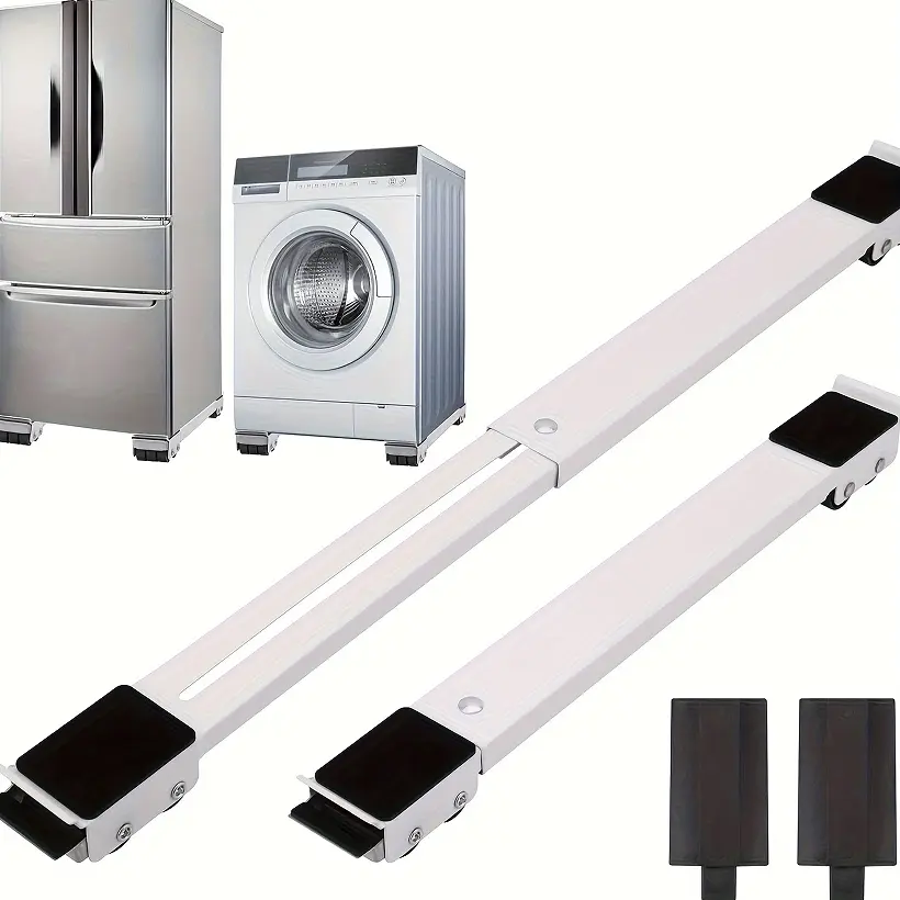 2 Piece Metal Appliance Dolly Tracks, Adjustable Wheels Furniture Mover, Suitable for Refrigerator, Washer, Dryer, Dishwasher