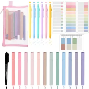 24 Pcs Book Annotation Kit Aesthetic Highlighters Gel Pens Set 4 Pack Total 660 Pcs Sticky Notes Tabs Markers Pencil Case for Annotating Books Aesthetic School Supplies for Bible Lover Gift