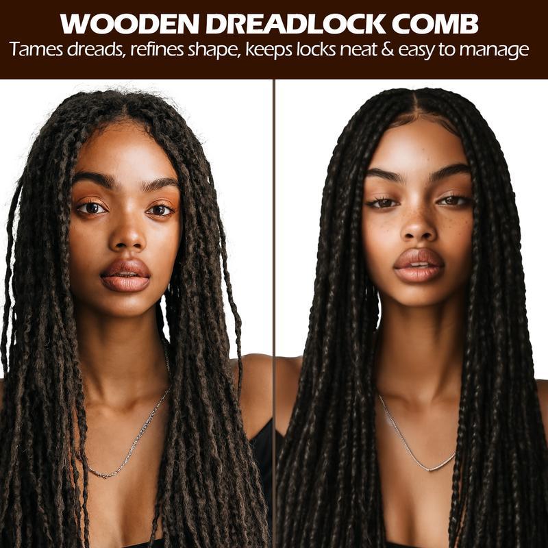 Loc Brush for Dreads, Comfortable Massage Comb, Scraping Massage Tools Wide Tooth Comb, Elegant Wood, Comfortable to Hold