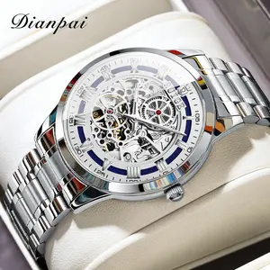 RUIGE hollowed out men's fully automatic mechanical watch stainless steel men's luminous waterproof fashion trend versatile watch 5208B