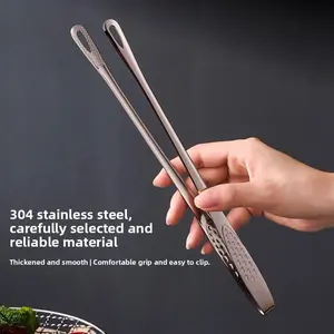 Stainless Steel BBQ Tong Steak Clip Kitchen Food Tongs Non-Slip Barbecue Clamp Cooking Utensils 304 Grade Easy Grip Comfortable Anti-Slip Texture