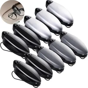 10 Pieces Auto Car Vehicle Sun Visor Clip Holder for Sunglasses Glasses Holder Hanger Eyeglasses Mount Ticket Card Clip Car Accessories(Black, Gray, Silver)