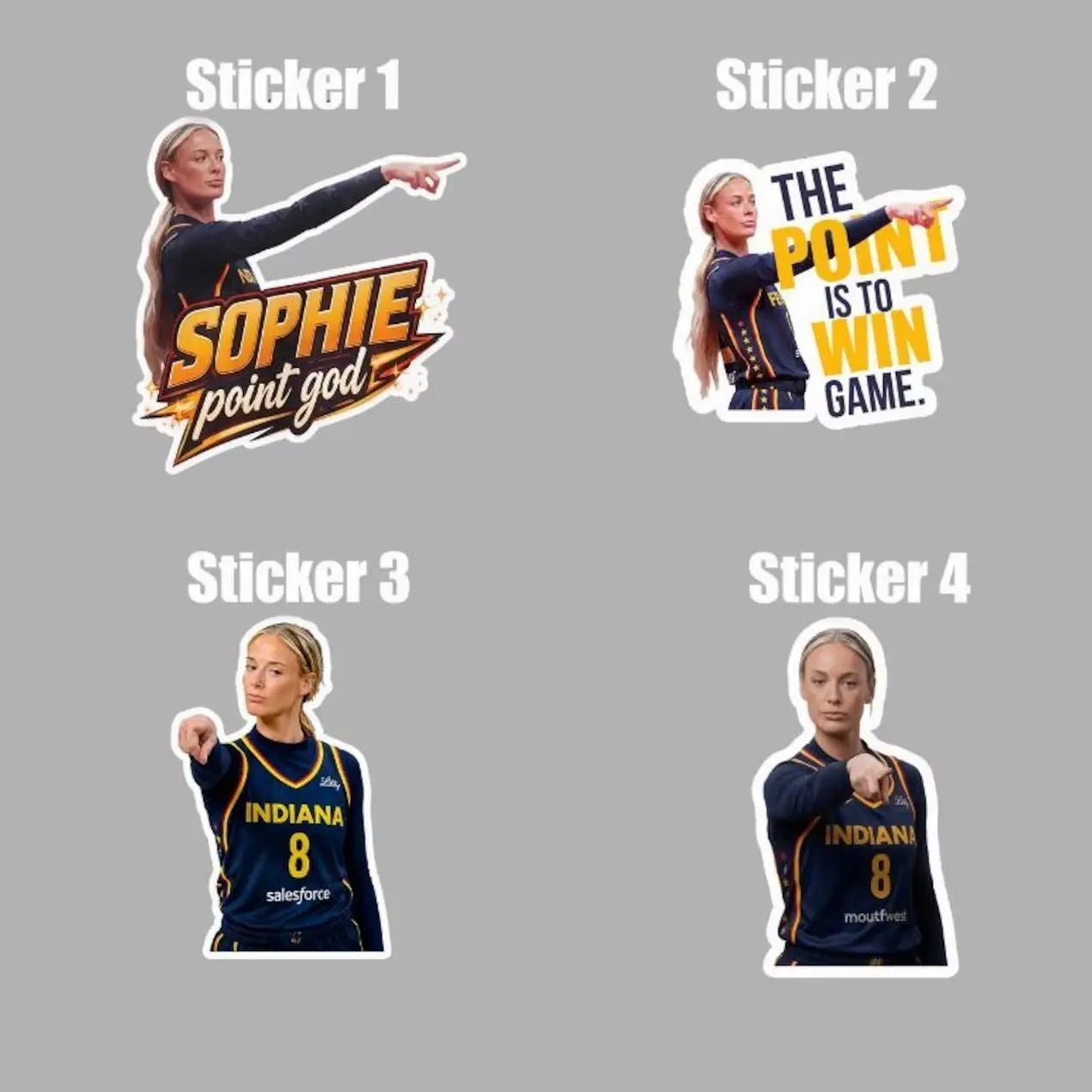 4 Ops (NOT COMBO 4) Die-Cut Stickers -Sophie Cunningham Sticker, Sophie Point God, Women Basketball