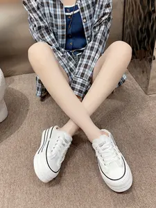 Women's Summer Canvas Slippers No Back Slip-On Half-Open Thick Sole Lazy Beggar Shoes, New Outdoor Casual Footwear