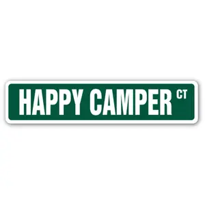 SignMission  Happy Camper Aluminum Street Sign for Camp Happiness Fun Time
