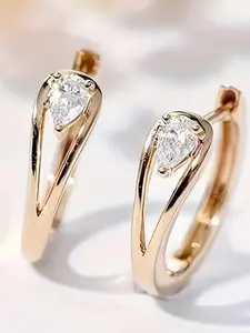 Elegant Women's Versatile Earrings with Geometric Round Design, Waterdrop Synthetic Zirconia, Perfect for Festive and Casual Wear