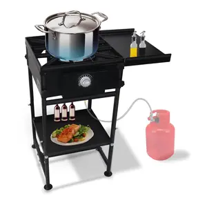 High BTU Single Burner Outdoor Propane Stove With Shelf And Regulator For Cooking