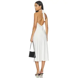 Frankies Bikinis Darcy Satin Midi Dress in Sleepy Angel