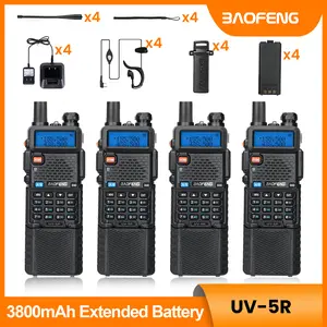 4PCS Baofeng Radio UV-5R Ham Radio Long Range Handheld radio 3800mAh Extended Battery RechargeableTwo Way Radio Walkie Talkies for Adults with Earpiece, USB Charger, Audio Products (Black, Full Kits)