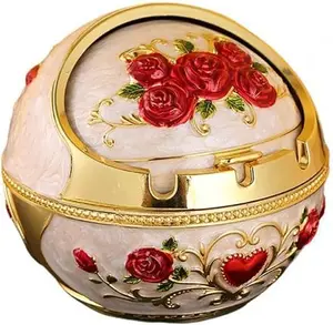 Metal Ashtray with Lid Household Home Decor Zinc Alloy Large Ash Tray Decorative