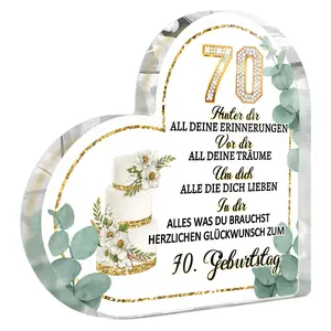 Acrylic Heart Shaped Decor for 70th Birthday Party Centerpiece Gift, Elegant Table Decoration for Women & Men