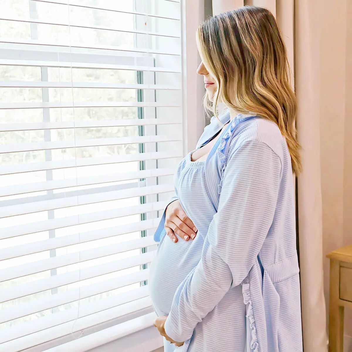 Blue Stripe Women's Robe - Soft Knit with Attached Belt