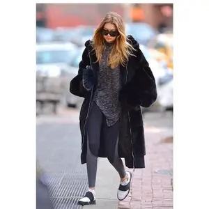 2025 Autumn–Winter Faux Rabbit Fur Thickened Long Hooded Fur Coat Faux Fur Thickened Loose Overcoat