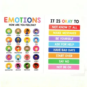 Calming Corner Posters Set for Kids, Emotional Regulation & Mental Health Charts with Feelings Wheel, Coping Skills, Breathing Exercises & Positive Affirmations, Classroom & Homeschool Decor